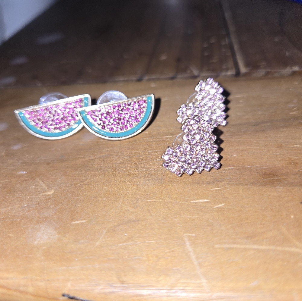 Elegant Pink Heart Earings And Watermelon One Too!